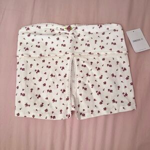 Forever 21 White and Mauve Floral Tube Top